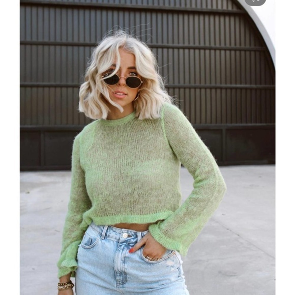 ZARA cuff ruffled crop knit sweater 4331/007 - Picture 7 of 11